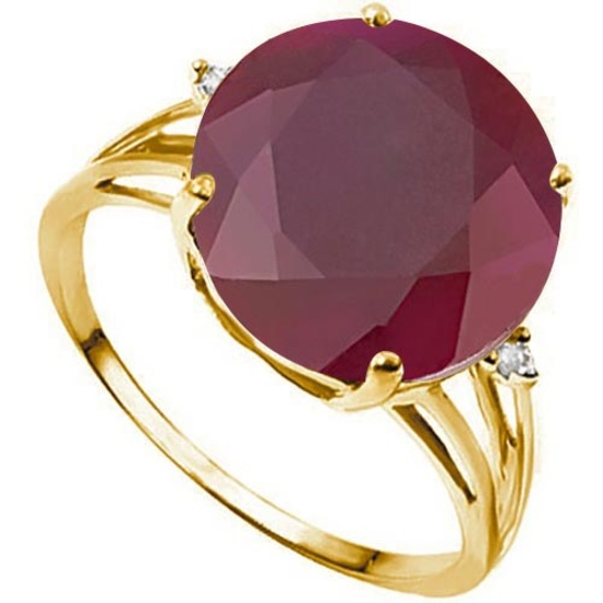 7.40 CTW GENUINE RUBY & GENUINE DIAMOND (2 PCS) 10KT SOLID YELLOW GOLD RING