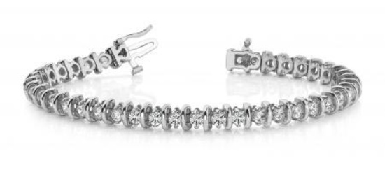 14KT WHITE GOLD 1 CTW G-H VS2/SI1 CLASSIC CURVE LINK DIAMOND TENNIS BRACELET