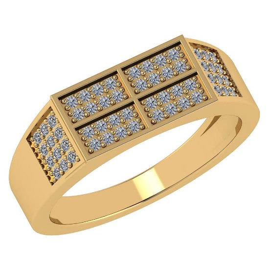 Certified 0.28 Ctw Diamond 18K Yellow Gold Halo Mens Ring