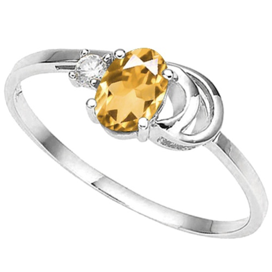0.84 CT DARK CITRINE AND ACCENT DIAMOND 0.01 CT 10KT SOLID WHITE GOLD RING