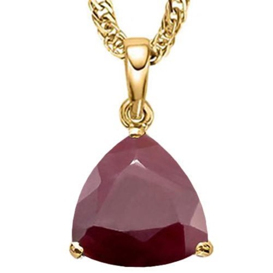 1.0 CTW RUBY 10K SOLID YELLOW GOLD TRILLION SHAPE PENDANT