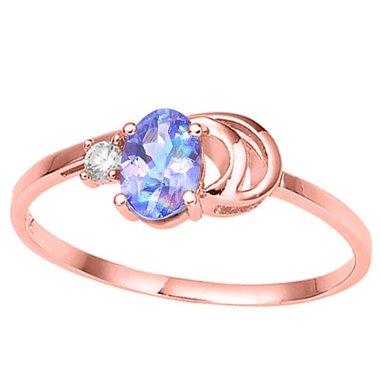 0.41 CT TANZANITE AND ACCENT DIAMOND 0.01 CT 10KT SOLID RED GOLD RING