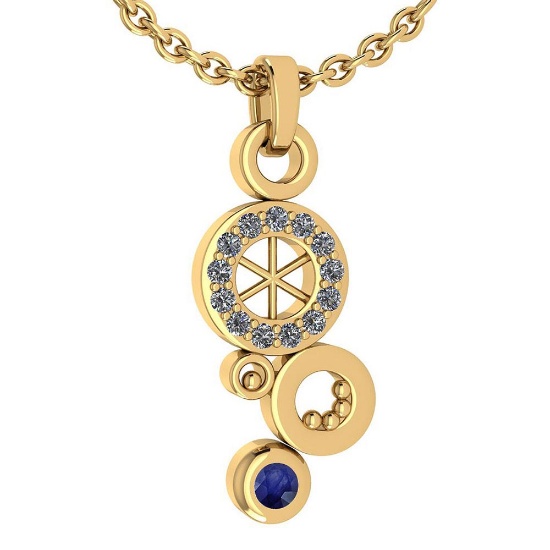 Certified 0.26 Ctw Blue Sapphire And Diamond Octopus Styles Pendant For womens New Expressions nauti