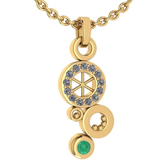 Certified 0.26 Ctw Emerald And Diamond Octopus Styles Pendant For womens New Expressions nautical co
