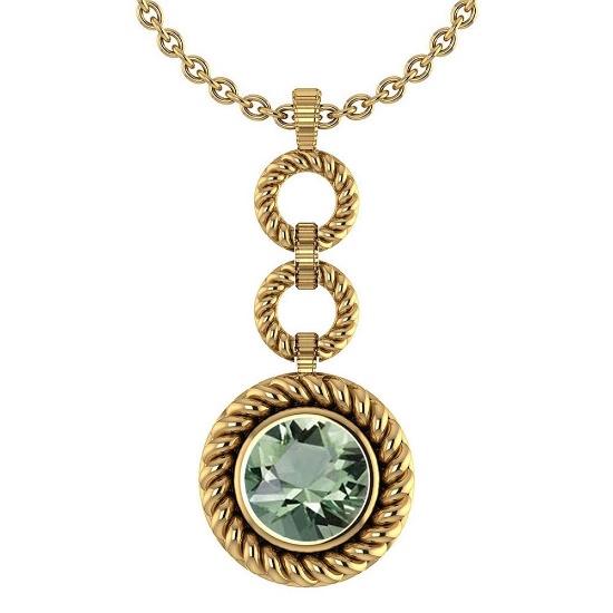 Certified 6.84 Ctw Green Amethsyt Necklace For womens New Expressions of Love collection 14K Yellow