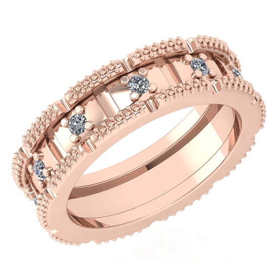 Certified 0.25 Ctw Diamond Wedding Style Halo Band 14K Rose Gold (SI2/I1)