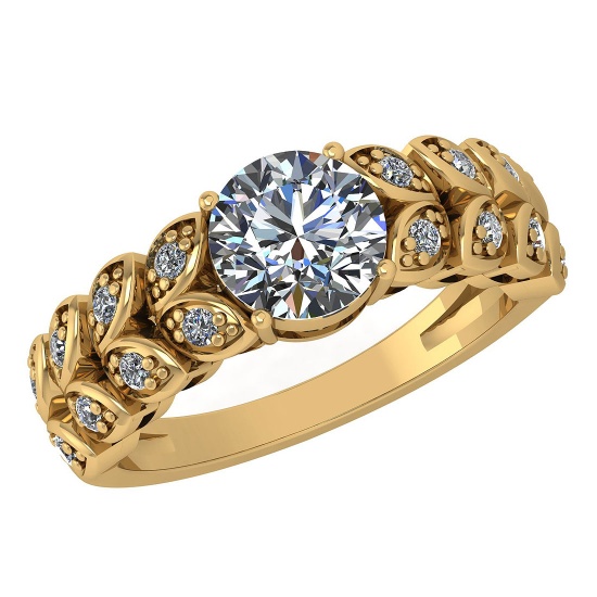 Certified 1.47 Ctw Diamond Wedding/Engagement Style 14K Yellow Gold Halo Ring (SI2/I1)