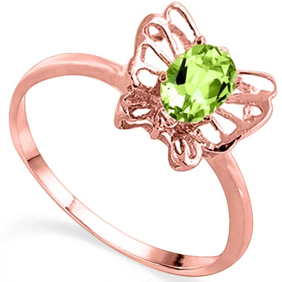 0.52 CT PERIDOT AND ACCENT DIAMOND 0.005 CT 10KT SOLID RED GOLD RING