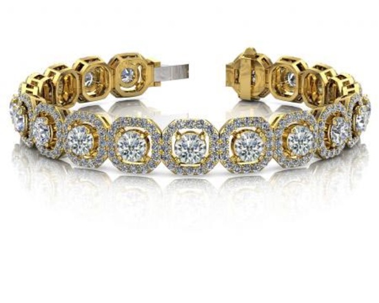 14KT YELLOW GOLD 13 CTW G-H VS2/SI1 OCTAGON RED CARPET DIAMOND BRACELET