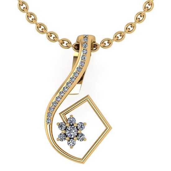 Certified 0.58 Ctw Diamond 14k Yellow Gold Halo Pendant VS/SI1