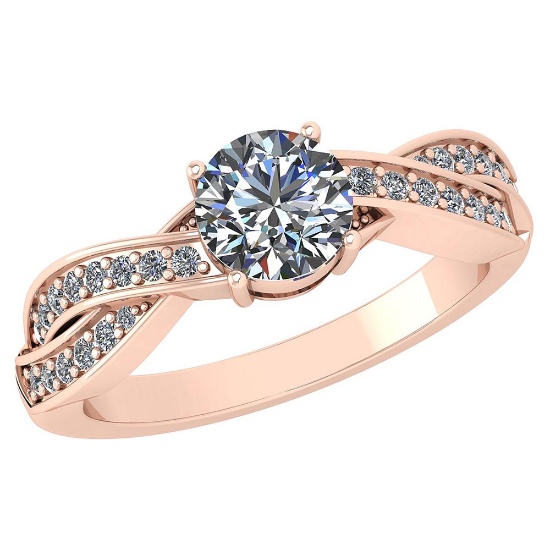 Certified 1.05 Ctw Diamond Halo Ring For Engagement New Expressions love collection 14K Rose Gold (S