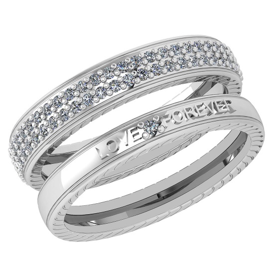 Certified 0.50 Ctw Diamond 14k White Gold Couple Promises Bands