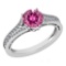 Certified 1.47 Ctw Pink Tourmaline And Diamond Wedding/Engagement 14K White Gold Halo Ring