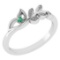 Certified 0.04 Ctw Emerald And Diamond 14k White Gold Anniversary Ring