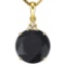 1.01 CTW BLACK SAPPHIRE 10K SOLID YELLOW GOLD ROUND SHAPE PENDANT WITH ANCENT DIAMONDS