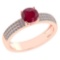 Certified 0.97 Ctw Ruby And Diamond 18k Rose Gold Ring (G-H VS/SI1)