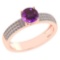 Certified 0.97 Ctw Amethyst And Diamond 18k Rose Gold Ring (G-H VS/SI1)