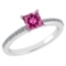 Certified 0.86 Ctw Pink Tourmaline And Diamond 14k White Halo Gold Ring