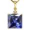 1.65 CTW CREATED TANZANITE 10K SOLID YELLOW GOLD SQUARE SHAPE PENDANT WITH ANCENT DIAMONDS