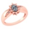 Certified 0.51 Ctw Diamond 14k Rose Gold Halo Ring