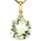 0.62 CTW GREEN AMETHYST 10K SOLID YELLOW GOLD ROUND SHAPE PENDANT WITH ANCENT DIAMONDS