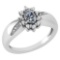 Certified 0.51 Ctw Diamond 14k White Gold Halo Ring