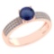 Certified 0.97 Ctw Blue Sapphire And Diamond 18k Rose Gold Ring (G-H VS/SI1)