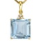 1.02 CTW SKY BLUE TOPAZ 10K SOLID YELLOW GOLD SQUARE SHAPE PENDANT WITH ANCENT DIAMONDS