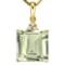 0.83 CTW GREEN AMETHYST 10K SOLID YELLOW GOLD SQUARE SHAPE PENDANT WITH ANCENT DIAMONDS