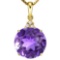 0.66 CTW AMETHYST 10K SOLID YELLOW GOLD ROUND SHAPE PENDANT WITH ANCENT DIAMONDS