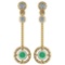 Certified 0.31 Ctw Emerald And Diamond Wedding/Engagement Style 14K Yellow Gold Drop Earrings
