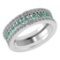 Certified 1.41 Ctw Emerald And Diamond 14k Yellow Gold Halo Band