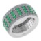 Certified 3.36 Ctw Emerald And Diamond 14k Yellow Gold Halo Band