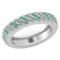 Certified 0.52 Ctw Emerald And Diamond 14k Yellow Gold Halo Band