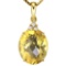 0.62 CTW CITRINE 10K SOLID YELLOW GOLD OVAL SHAPE PENDANT WITH ANCENT DIAMONDS
