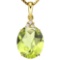 0.69 CTW PERIDOT 10K SOLID YELLOW GOLD OVAL SHAPE PENDANT WITH ANCENT DIAMONDS