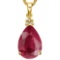 1.0 CTW RUBY 10K SOLID YELLOW GOLD PEAR SHAPE PENDANT WITH ANCENT DIAMONDS