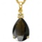 0.52 CTW SMOKEY 10K SOLID YELLOW GOLD PEAR SHAPE PENDANT WITH ANCENT DIAMONDS