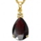 0.76 CTW GARNET 10K SOLID YELLOW GOLD PEAR SHAPE PENDANT WITH ANCENT DIAMONDS