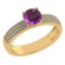 Certified 0.97 Ctw Amethyst And Diamond 18k Yellow Gold Ring (G-H VS/SI1)