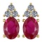 Certified 1.46 Ctw Ruby And Diamond Wedding/Engagement 14K Yellow Gold Stud Earrings