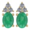 Certified 1.46 0 Ctw Emerald And Diamond Wedding/Engagement 14KYellow Gold Stud Earrings