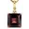 1.29 CTW GARNET 10K SOLID YELLOW GOLD SQUARE SHAPE PENDANT WITH ANCENT DIAMONDS