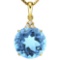 1.02 CTW SKY BLUE TOPAZ 10K SOLID YELLOW GOLD ROUND SHAPE PENDANT WITH ANCENT DIAMONDS