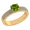 Certified 0.97 Ctw Peridot And Diamond 18k Yellow Gold Ring (G-H VS/SI1)