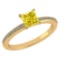 Certified 0.86 Ctw Fancy Yellow Diamond And Diamond 14k Yellow Halo Gold Ring