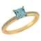 Certified 0.86 Ctw Aquamarine And Diamond 14k Yellow Halo Gold Ring