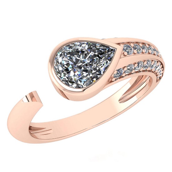 Certified 1.51 Ctw Diamond Wedding/Engagement Style 14K Rose Gold Halo Ring (SI2/I1)