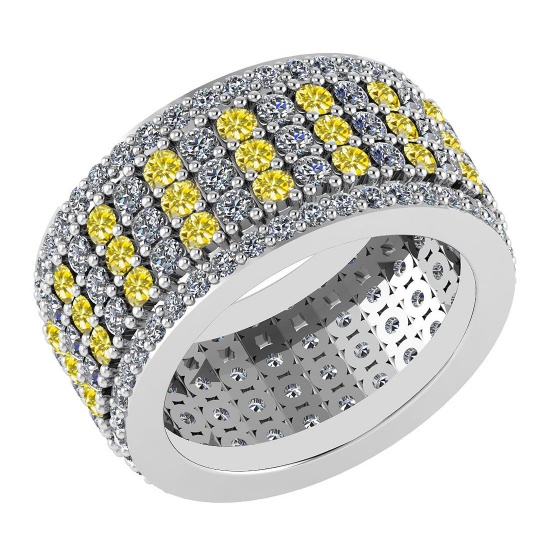 Certified 3.36 Ctw Treated Fancy Yellow Diamond 14k Yellow Gold Halo Band