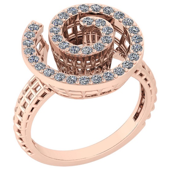 Certified 0.50 Ctw Diamond Wedding/Engagement Style 14K Rose Gold Halo Ring (VS/SI1)